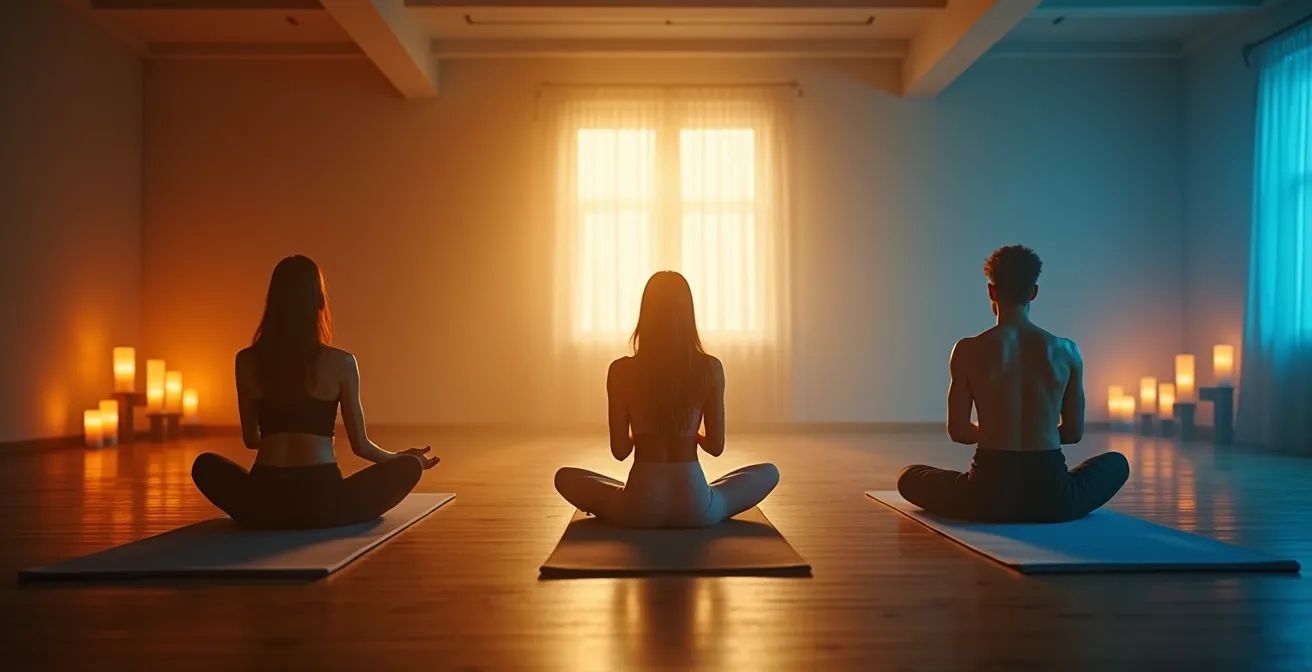 Representation visuelle des effets Hatha Vinyasa Yin sur energie et detente