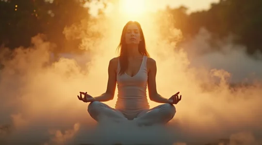 Personne paisible assise en méditation, représentant la liberté par rapport à ses pensées