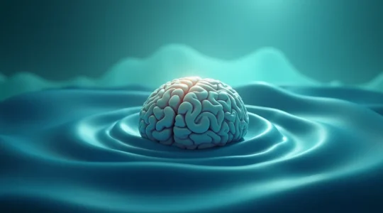 Illustration symbolique représentant un cerveau stylisé entouré d'ondes de calme et d'énergie, symbolisant la méditation comme une compétence à entraîner