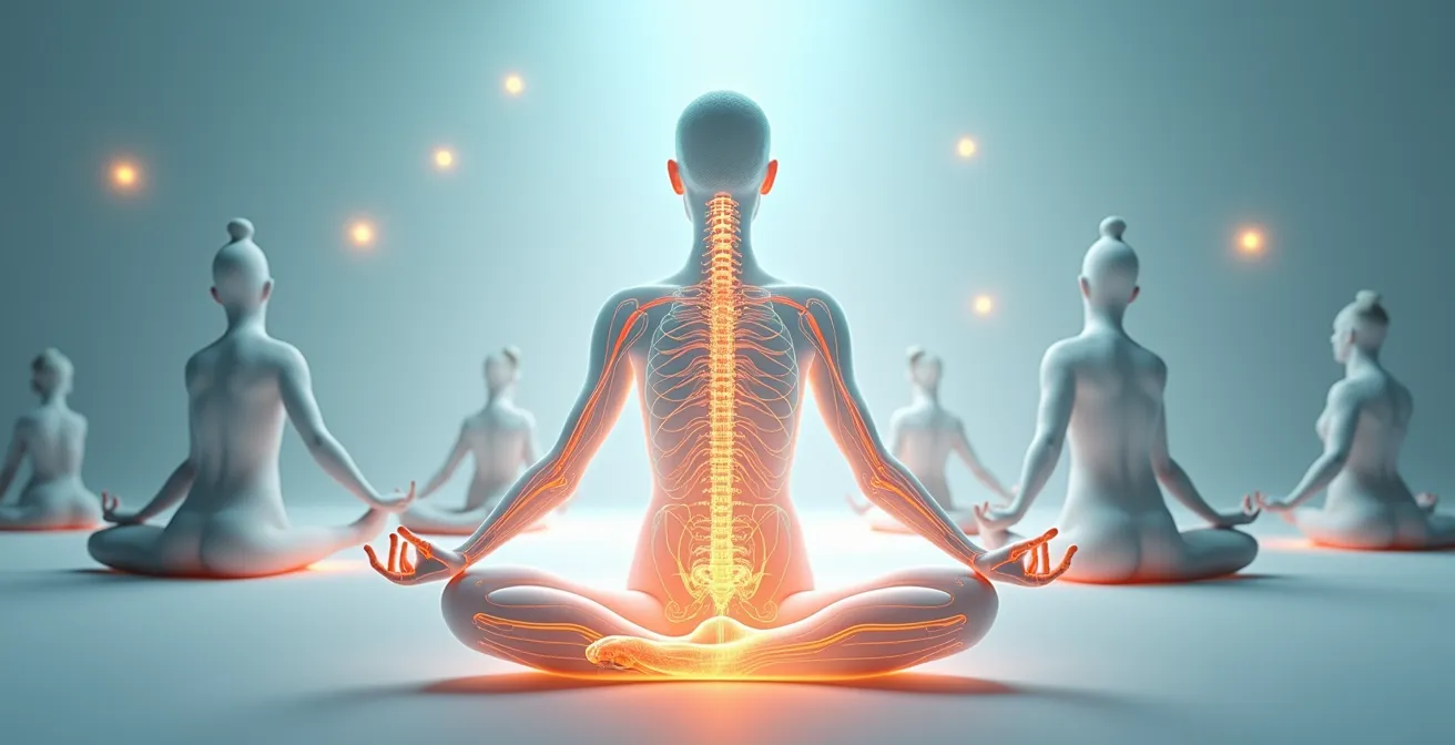 Représentation visuelle du système nerveux autonome et de sa régulation par différents styles de yoga