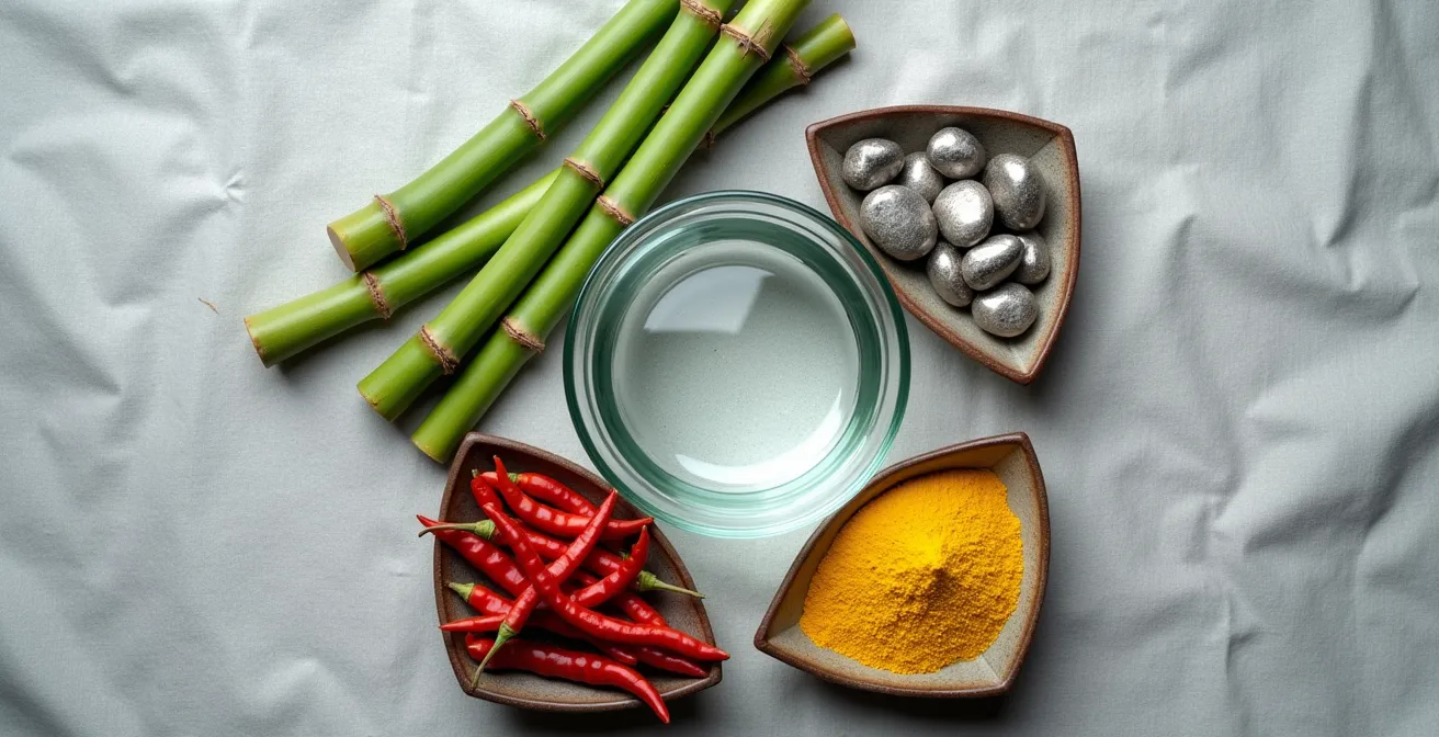 Représentation symbolique et moderne des 5 éléments de la médecine chinoise