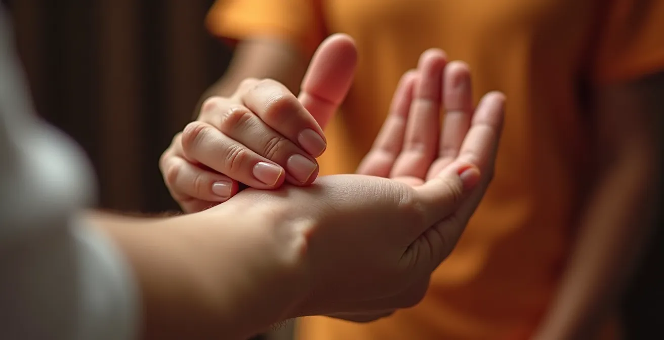 Technique traditionnelle de prise de pouls chinois avec trois doigts