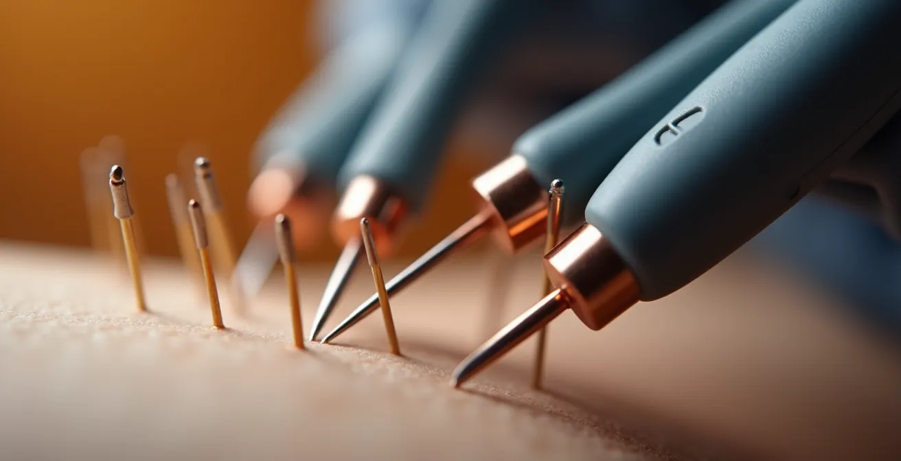 Séance d'électro-acupuncture avec dispositif médical de stimulation électrique