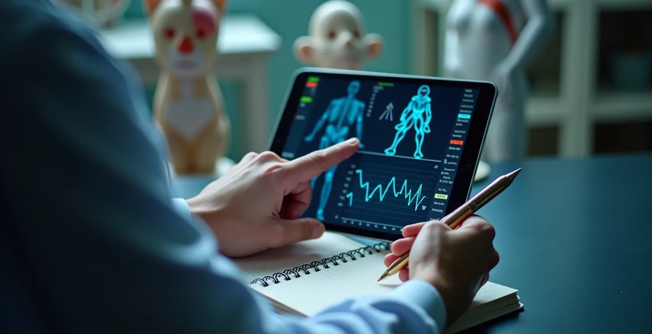 Patient consultant son dossier médical numérique sur tablette avec son médecin