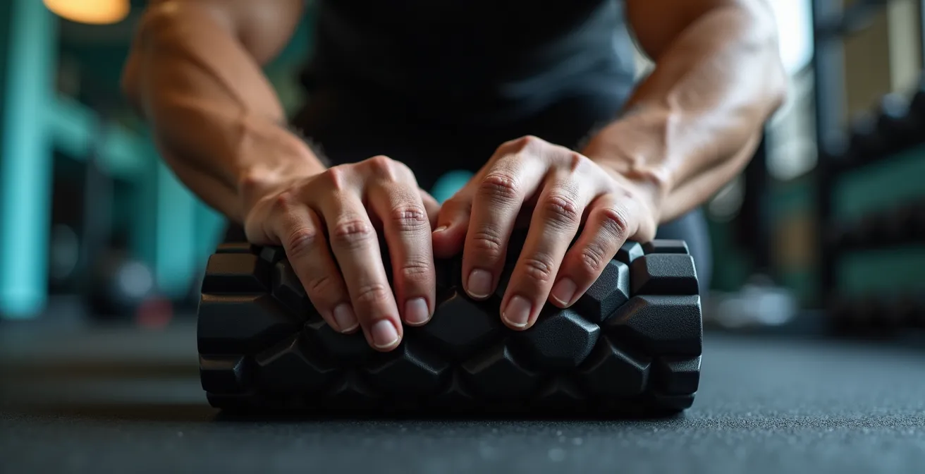 Sportif effectuant des étirements de récupération en plein air