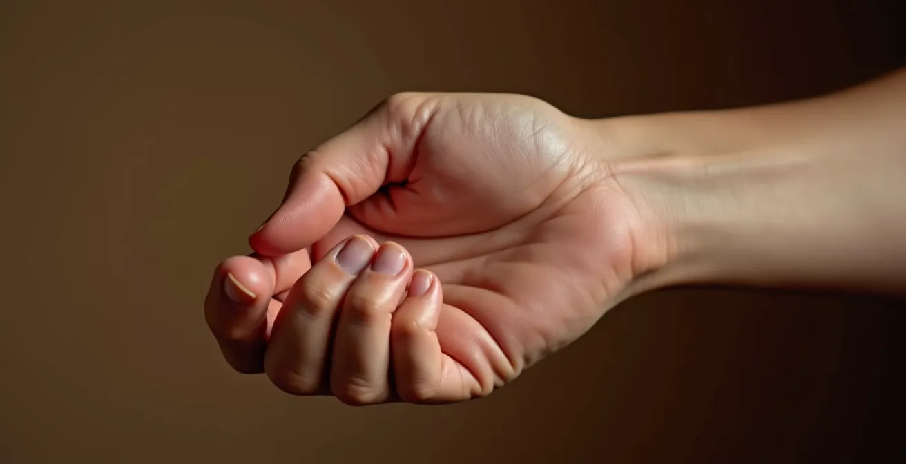 Démonstration de la technique de relaxation progressive de Jacobson montrant une main passant de la tension au relâchement.