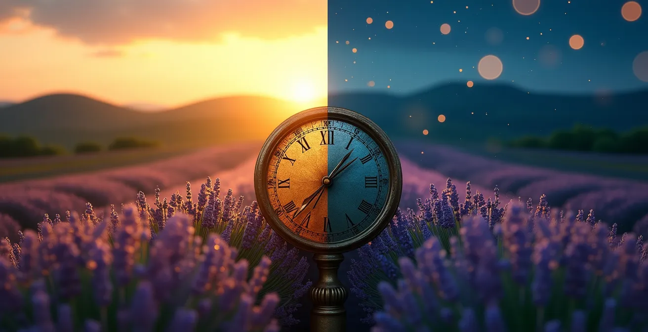 Cycle jour-nuit illustrant les rythmes circadiens naturels