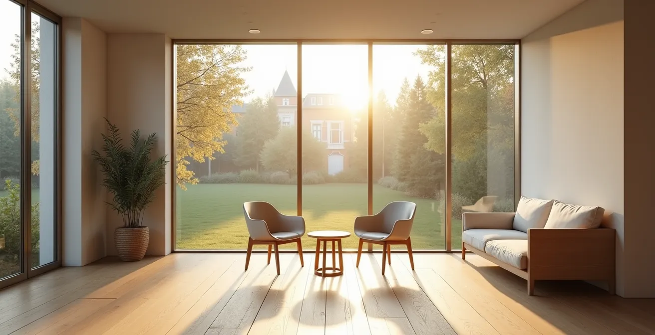 Espace de coaching professionnel français avec ambiance apaisante et confidentielle